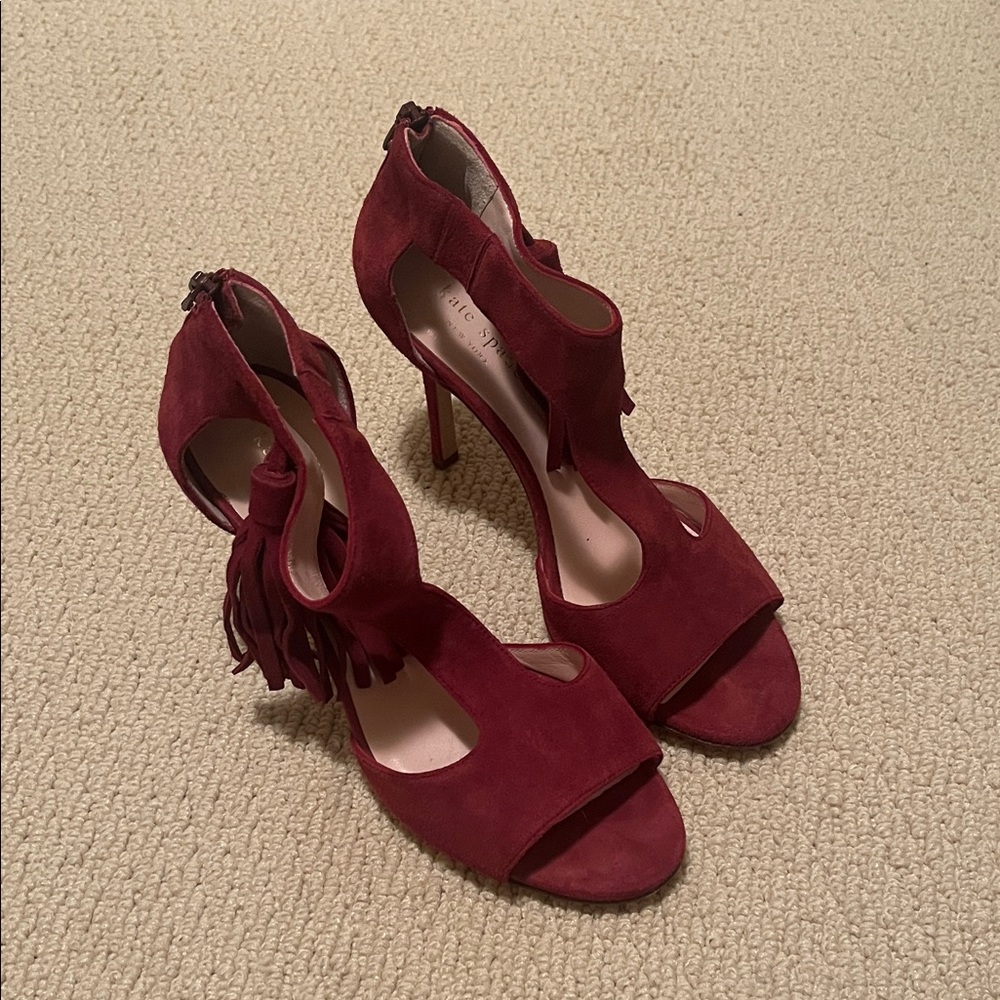 Kate Spade | Burgundy Suede Tassel Heels